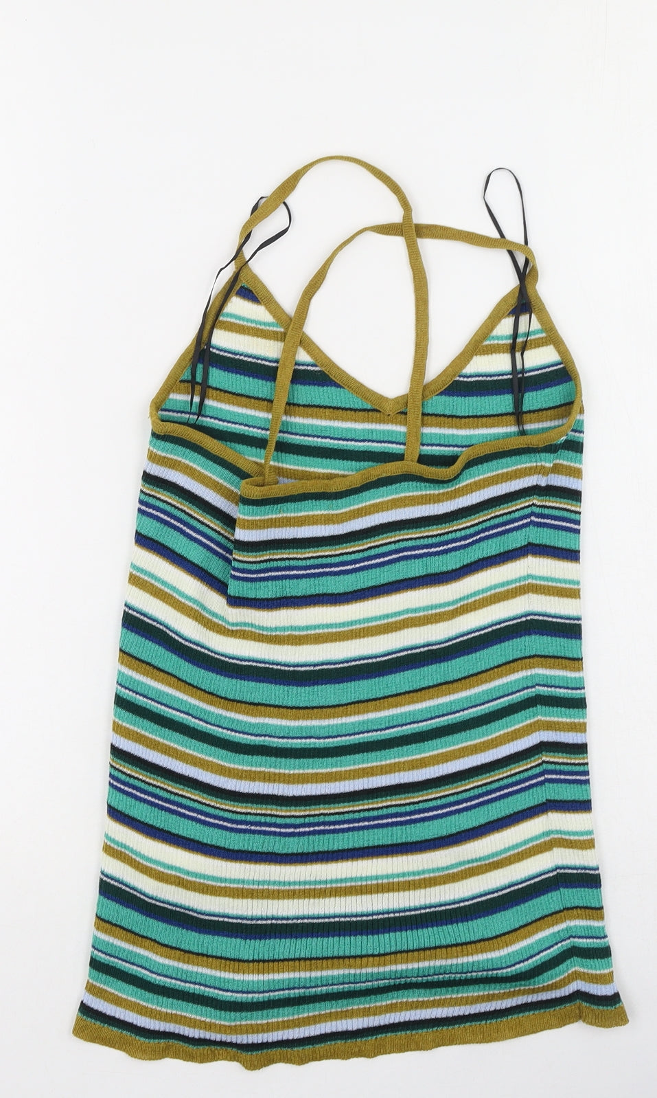H&M Womens Multicoloured Striped Polyester Camisole Tank Size S Round Neck