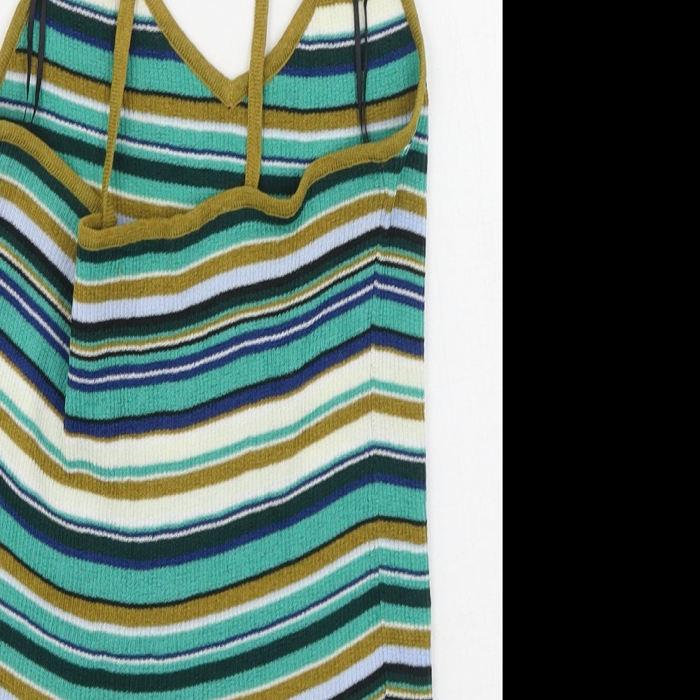 H&M Womens Multicoloured Striped Polyester Camisole Tank Size S Round Neck