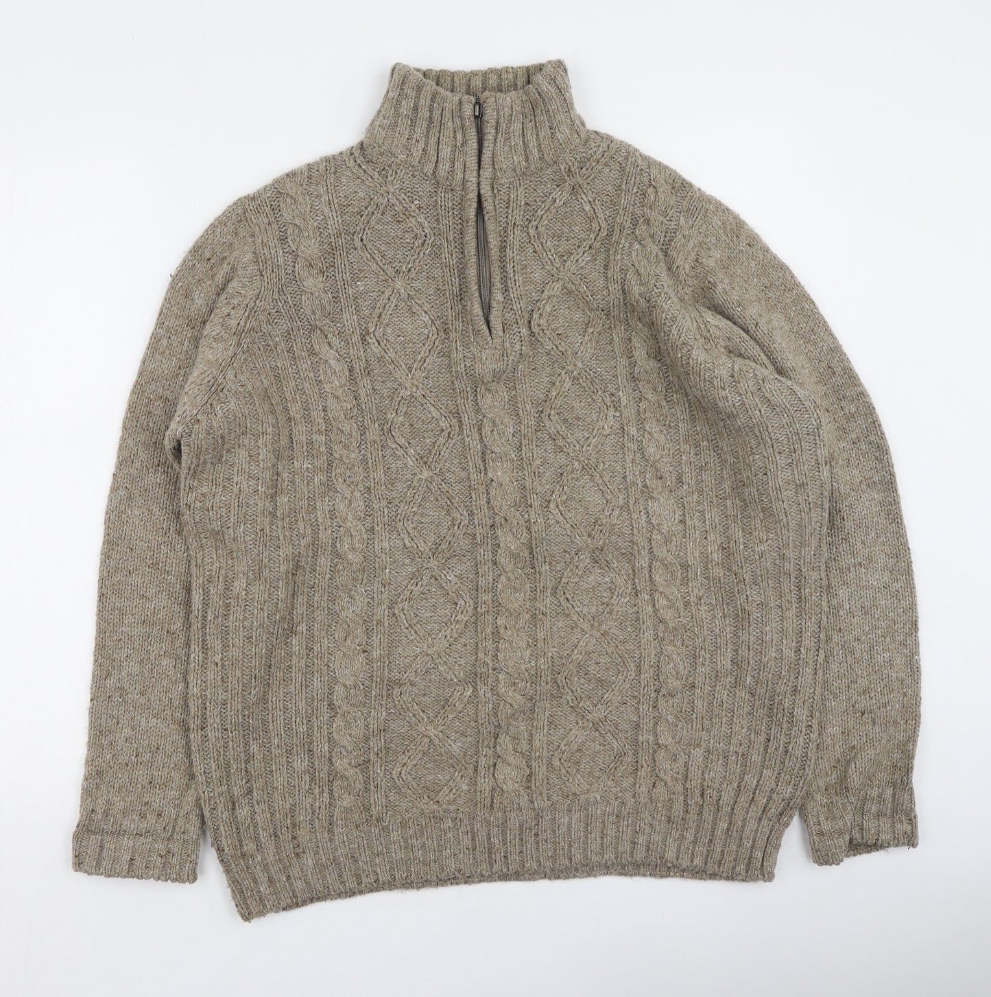 James Pringle  Mens Brown High Neck  Acrylic Pullover Jumper Size M