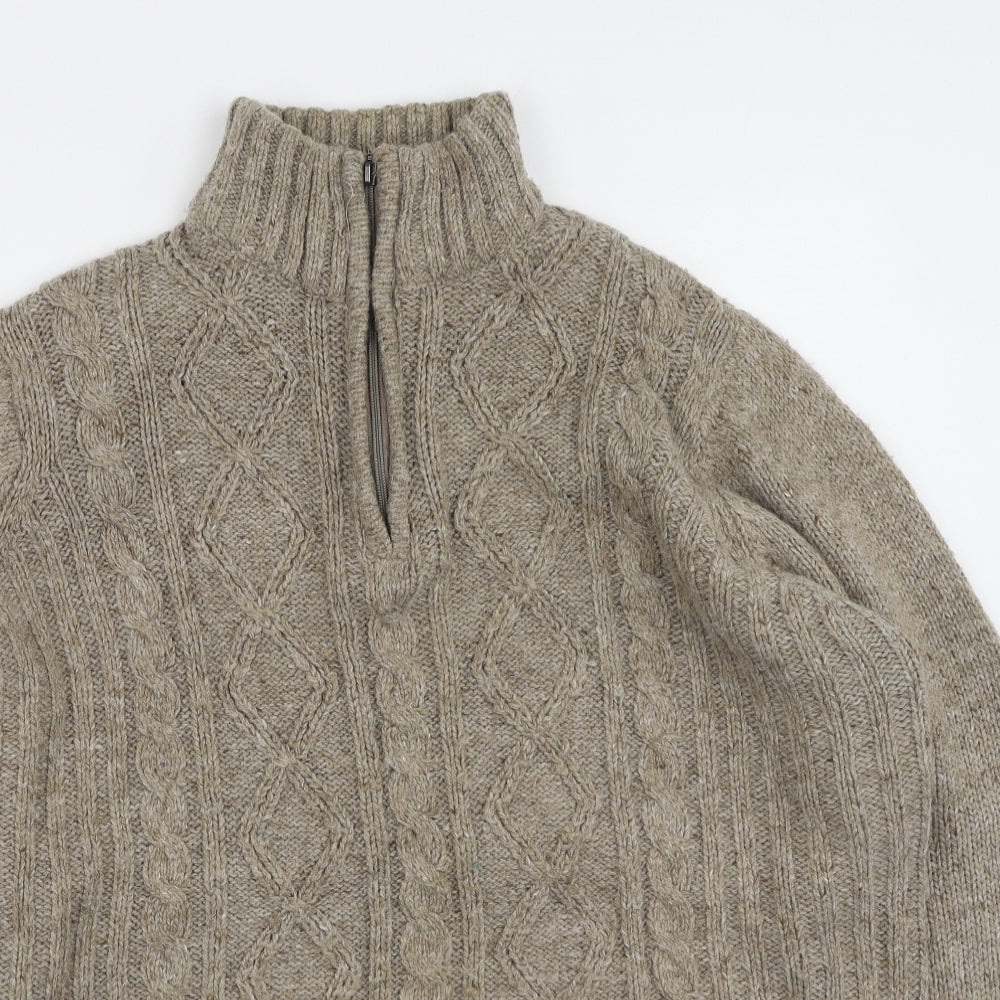 James Pringle  Mens Brown High Neck  Acrylic Pullover Jumper Size M