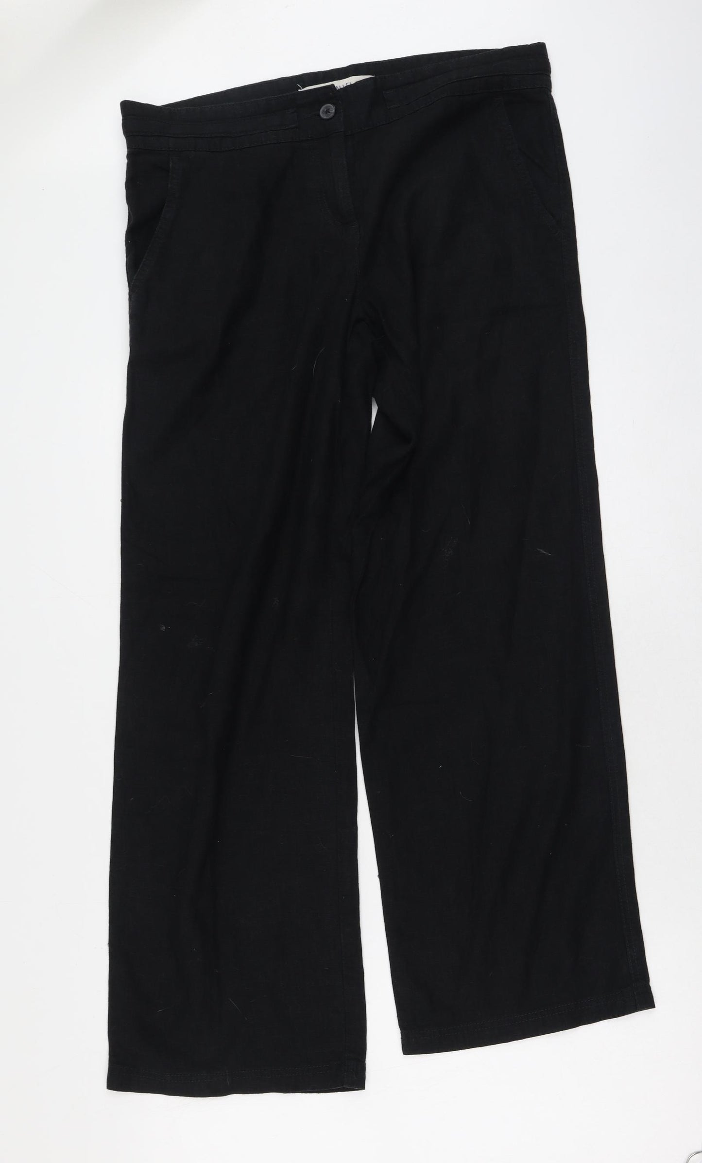 NEXT Womens Black  Linen Trousers  Size 12 L29 in Regular