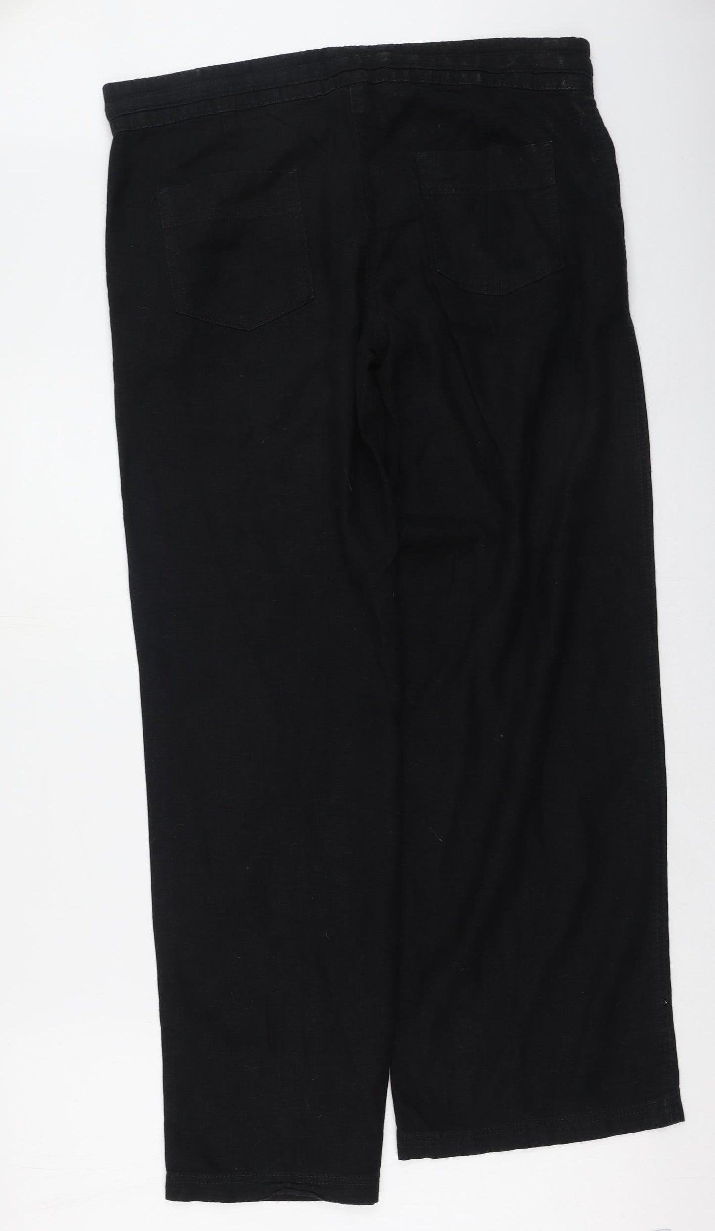 NEXT Womens Black  Linen Trousers  Size 12 L29 in Regular