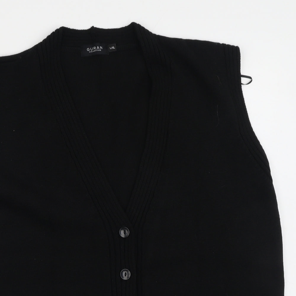 Guran Womens Black V-Neck  Acrylic Cardigan Jumper Size L