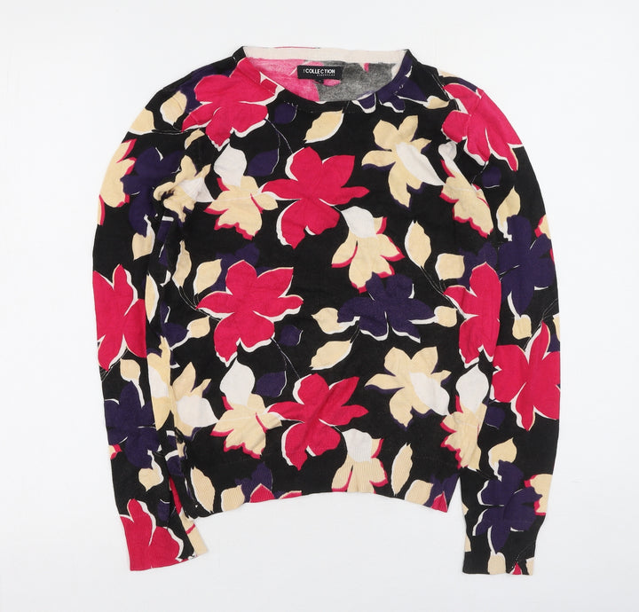 Debenhams Womens Multicoloured Floral Cotton Basic T-Shirt Size 10 Round Neck