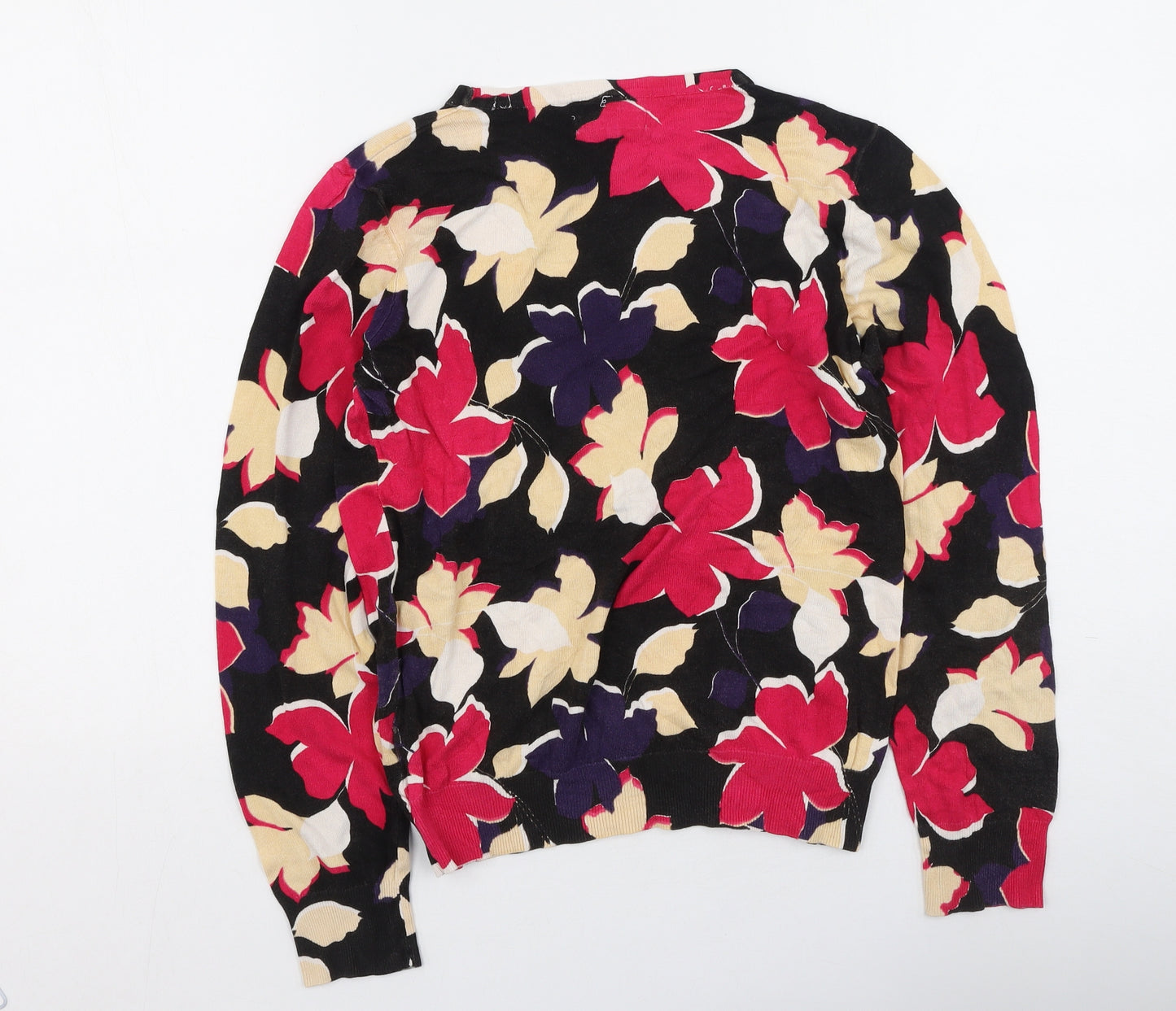 Debenhams Womens Multicoloured Floral Cotton Basic T-Shirt Size 10 Round Neck