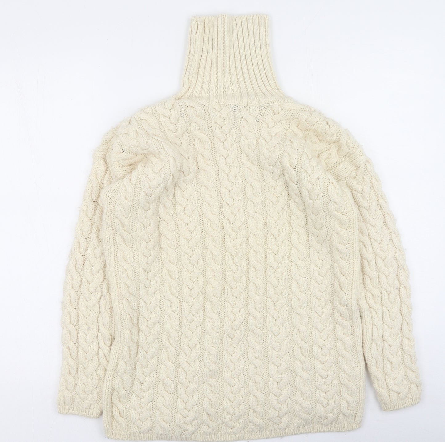 Highland Womens Beige High Neck  Wool Pullover Jumper Size M