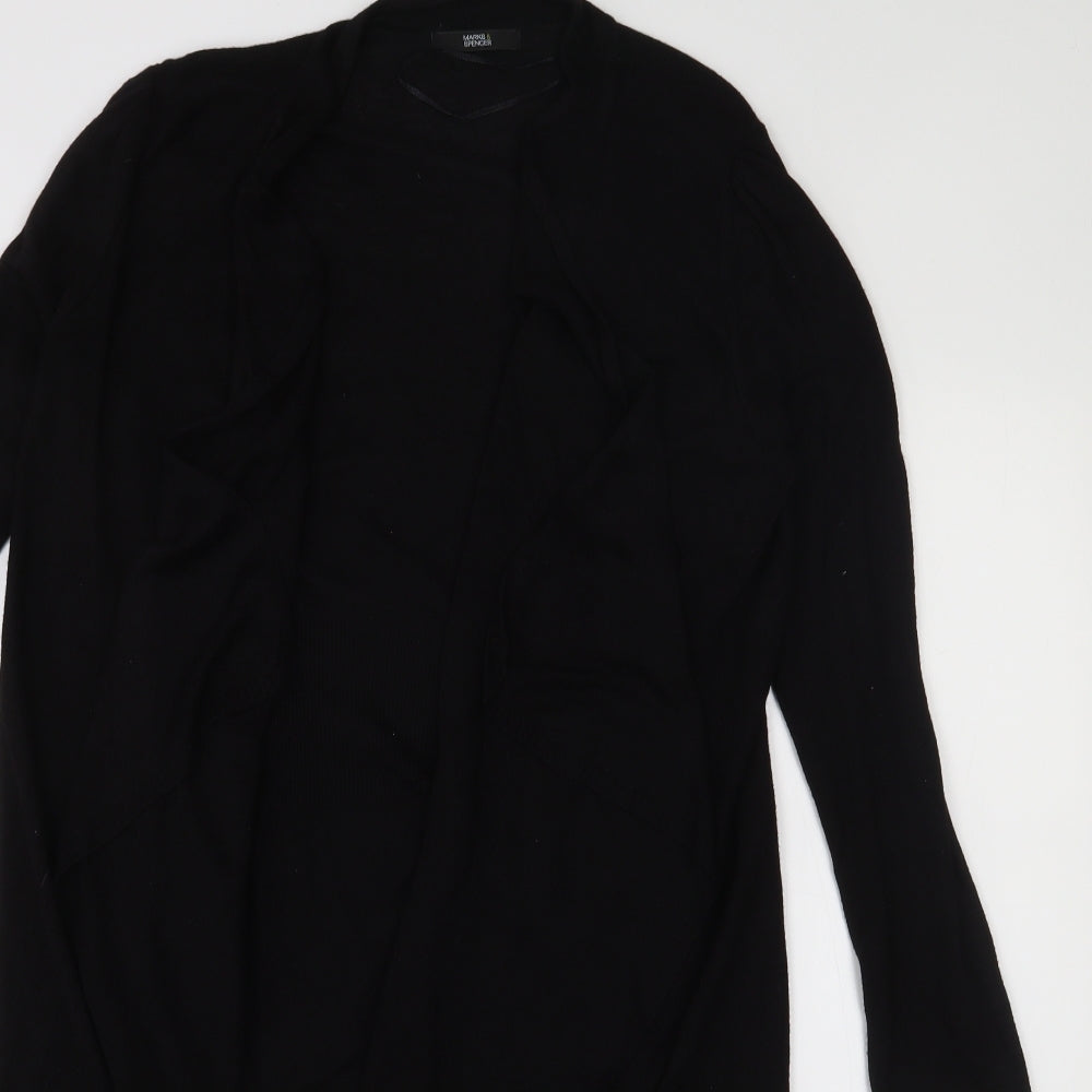 Marks and Spencer Womens Black Collared  Viscose Cardigan Jumper Size 10