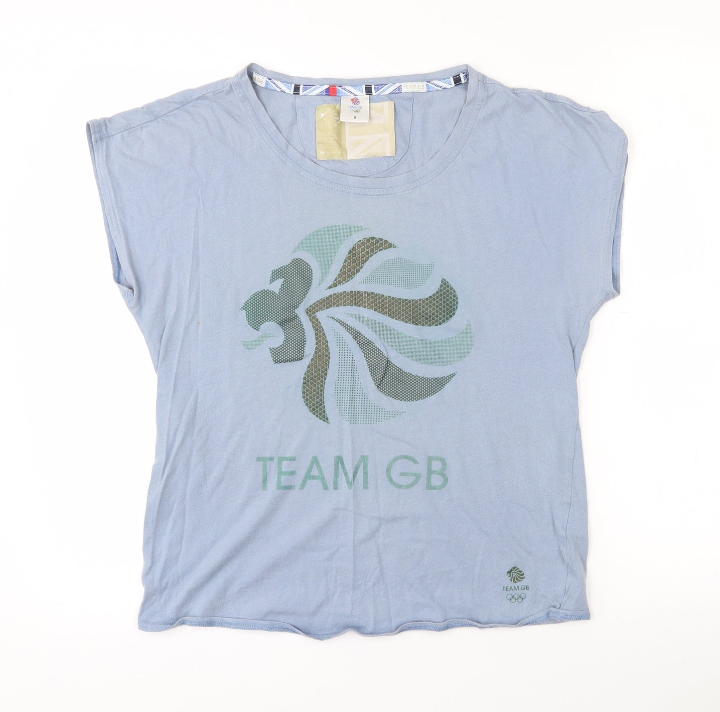 Team GB Womens Blue  100% Cotton Basic T-Shirt Size 8 Round Neck  - Team GB