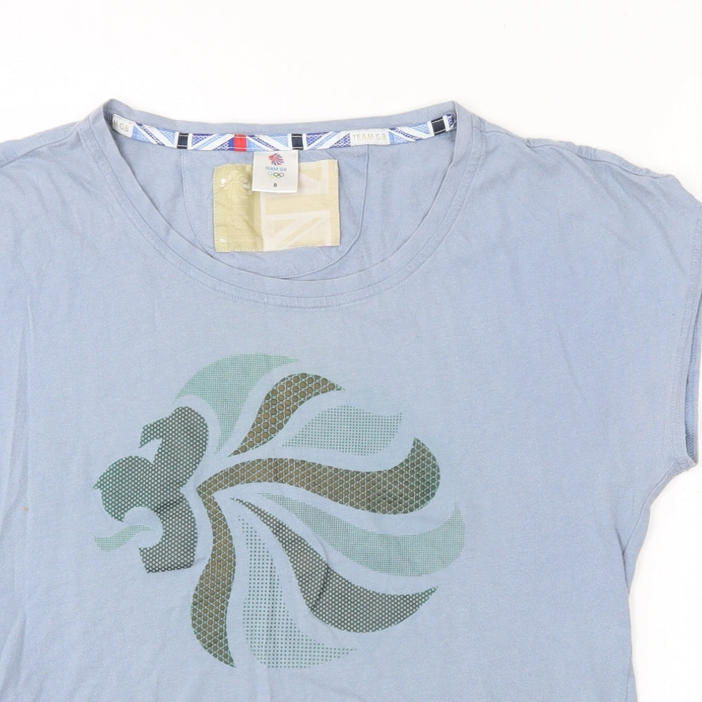 Team GB Womens Blue  100% Cotton Basic T-Shirt Size 8 Round Neck  - Team GB