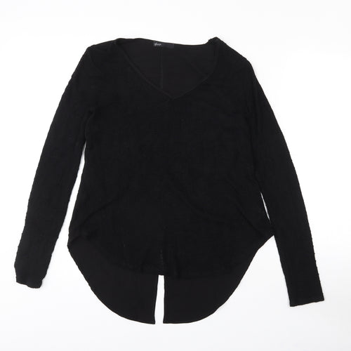 Gibson Womens Black  Polyester Basic Blouse Size S V-Neck - Sheer