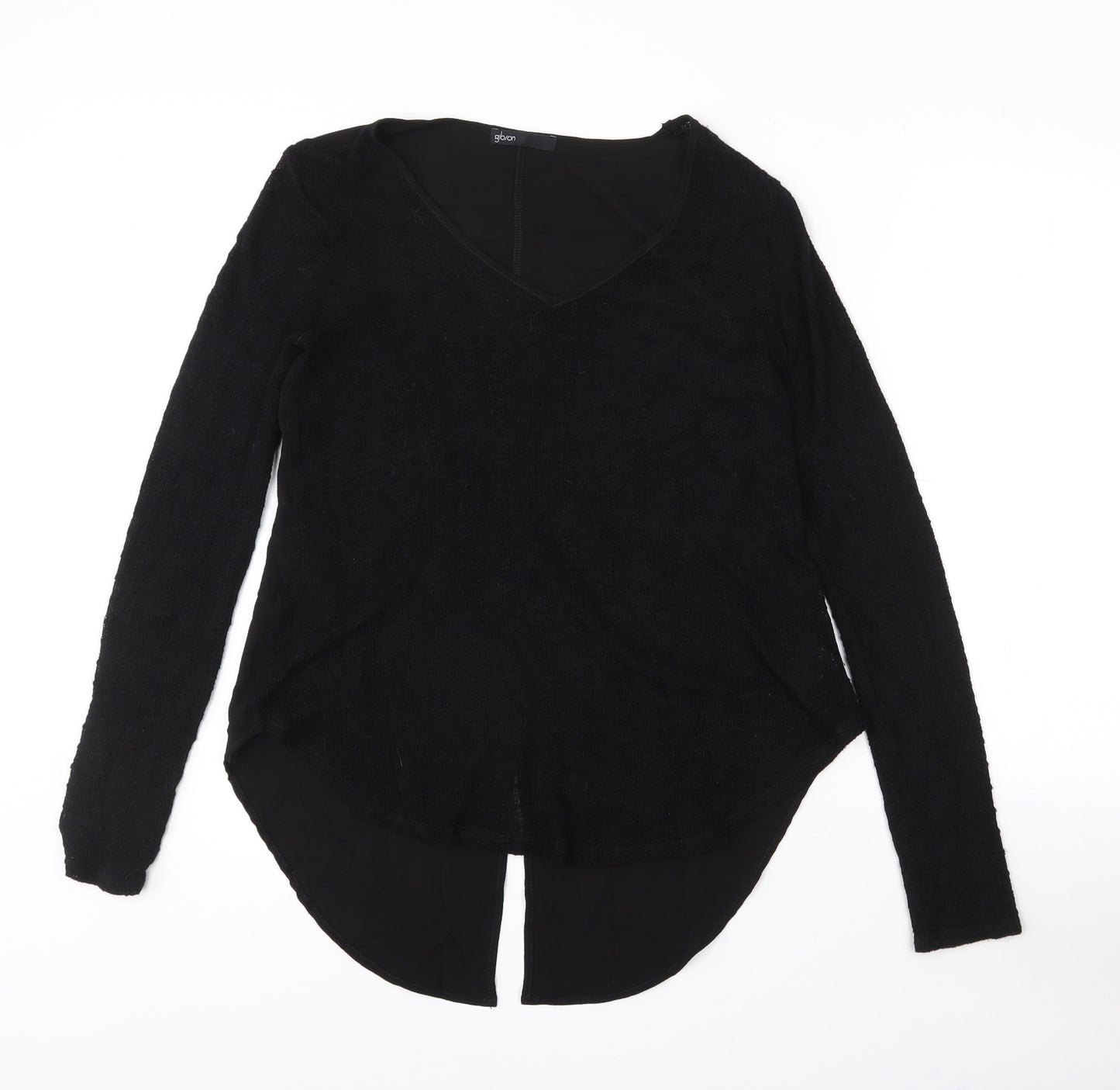 Gibson Womens Black  Polyester Basic Blouse Size S V-Neck - Sheer