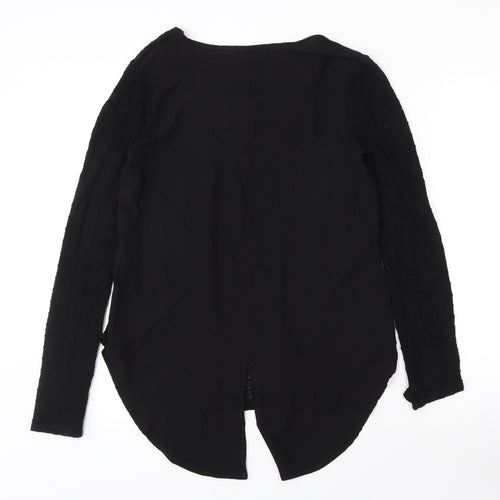 Gibson Womens Black  Polyester Basic Blouse Size S V-Neck - Sheer