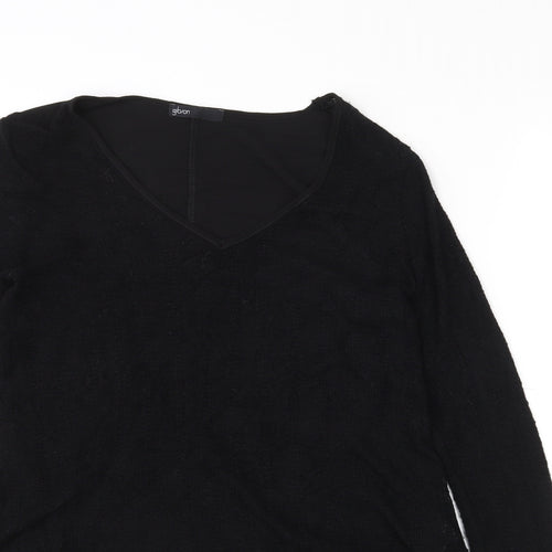 Gibson Womens Black  Polyester Basic Blouse Size S V-Neck - Sheer