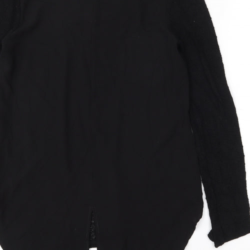 Gibson Womens Black  Polyester Basic Blouse Size S V-Neck - Sheer