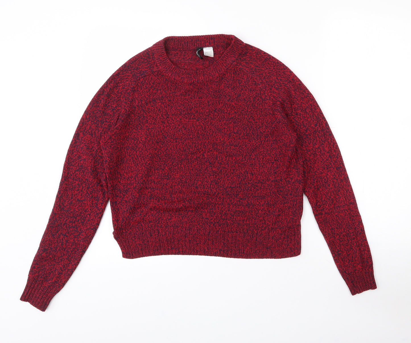H&M Womens Red Crew Neck  Acrylic Pullover Jumper Size S   - Cropped