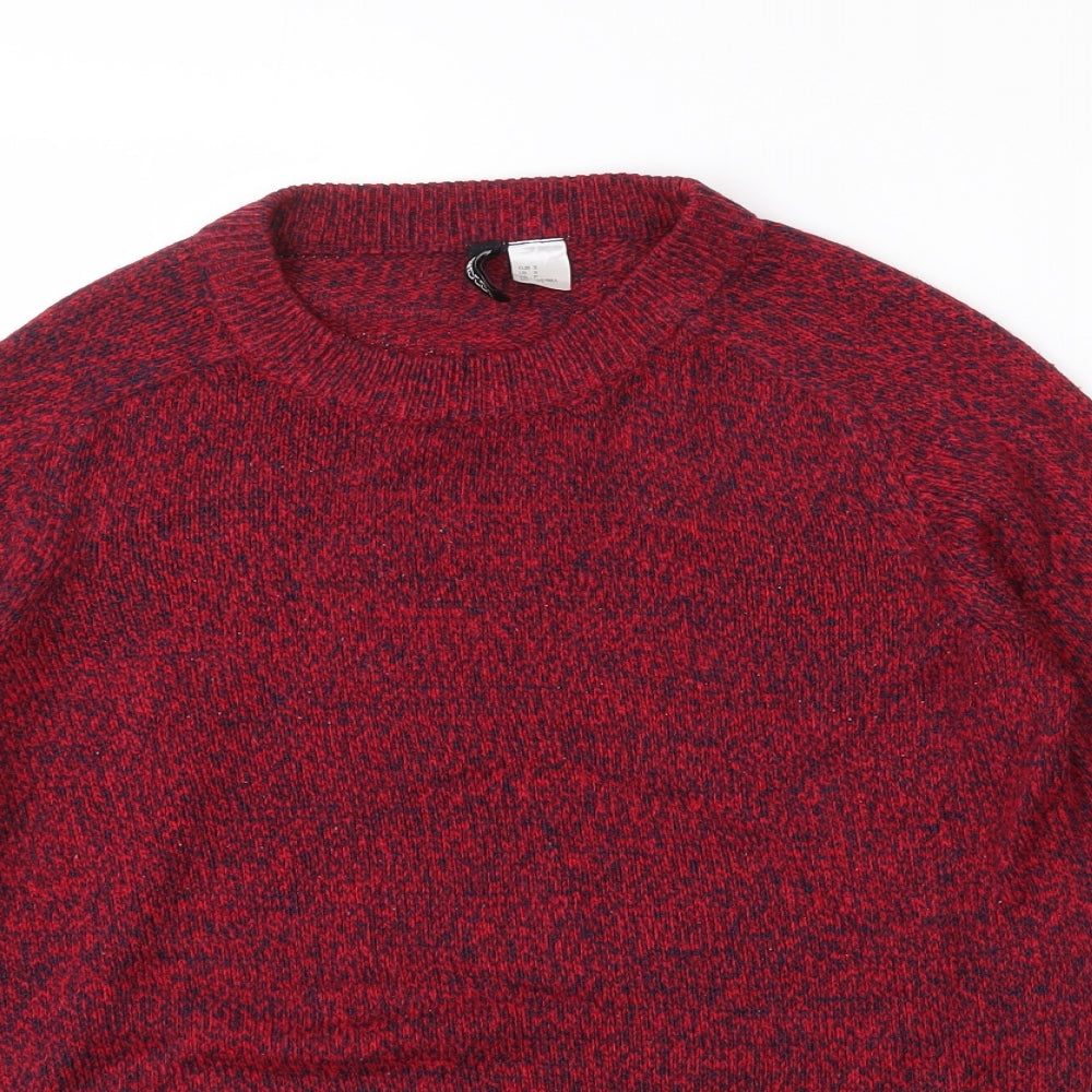 H&M Womens Red Crew Neck  Acrylic Pullover Jumper Size S   - Cropped