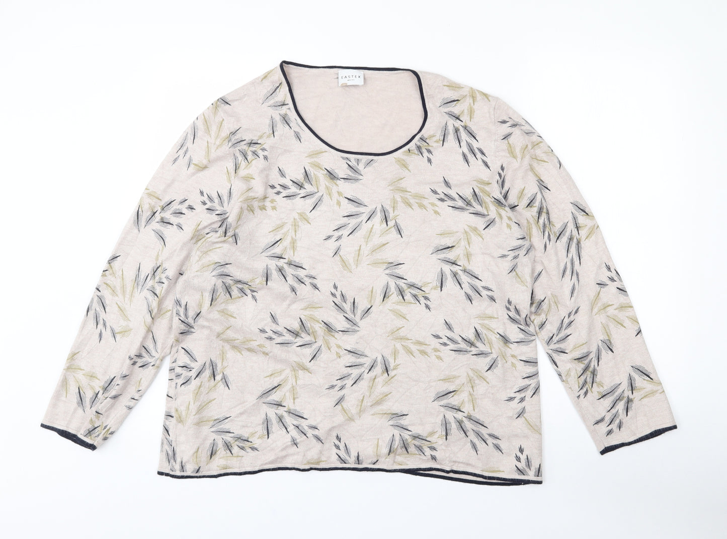 Eastex Womens Beige Round Neck Geometric Viscose Pullover Jumper Size 20