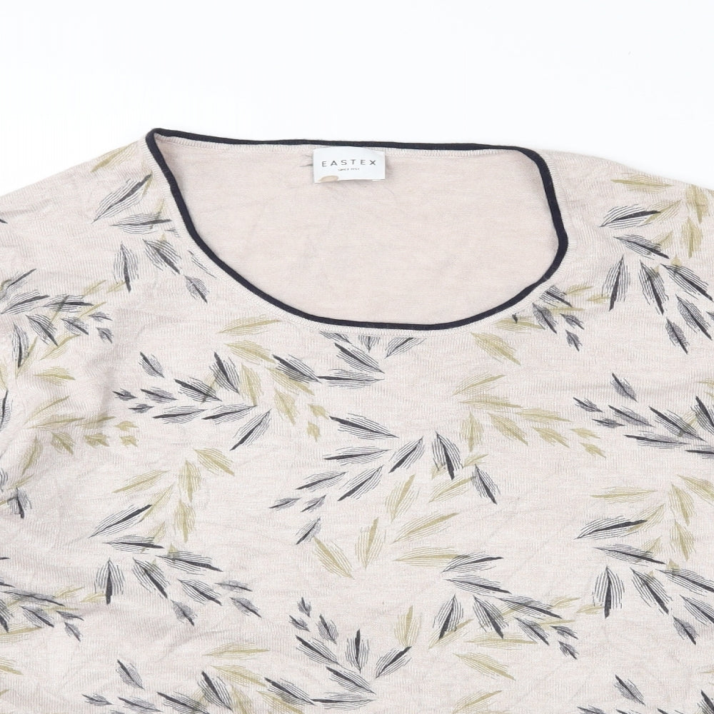 Eastex Womens Beige Round Neck Geometric Viscose Pullover Jumper Size 20