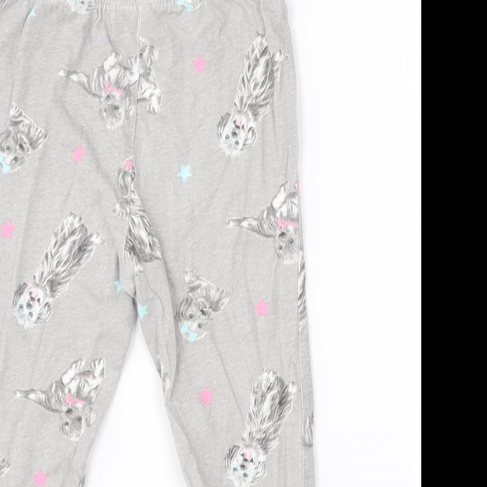 Dunnes Stores Girls Grey  100% Cotton Jogger Trousers Size 2-3 Years  Regular  - Leggins. Dog print.