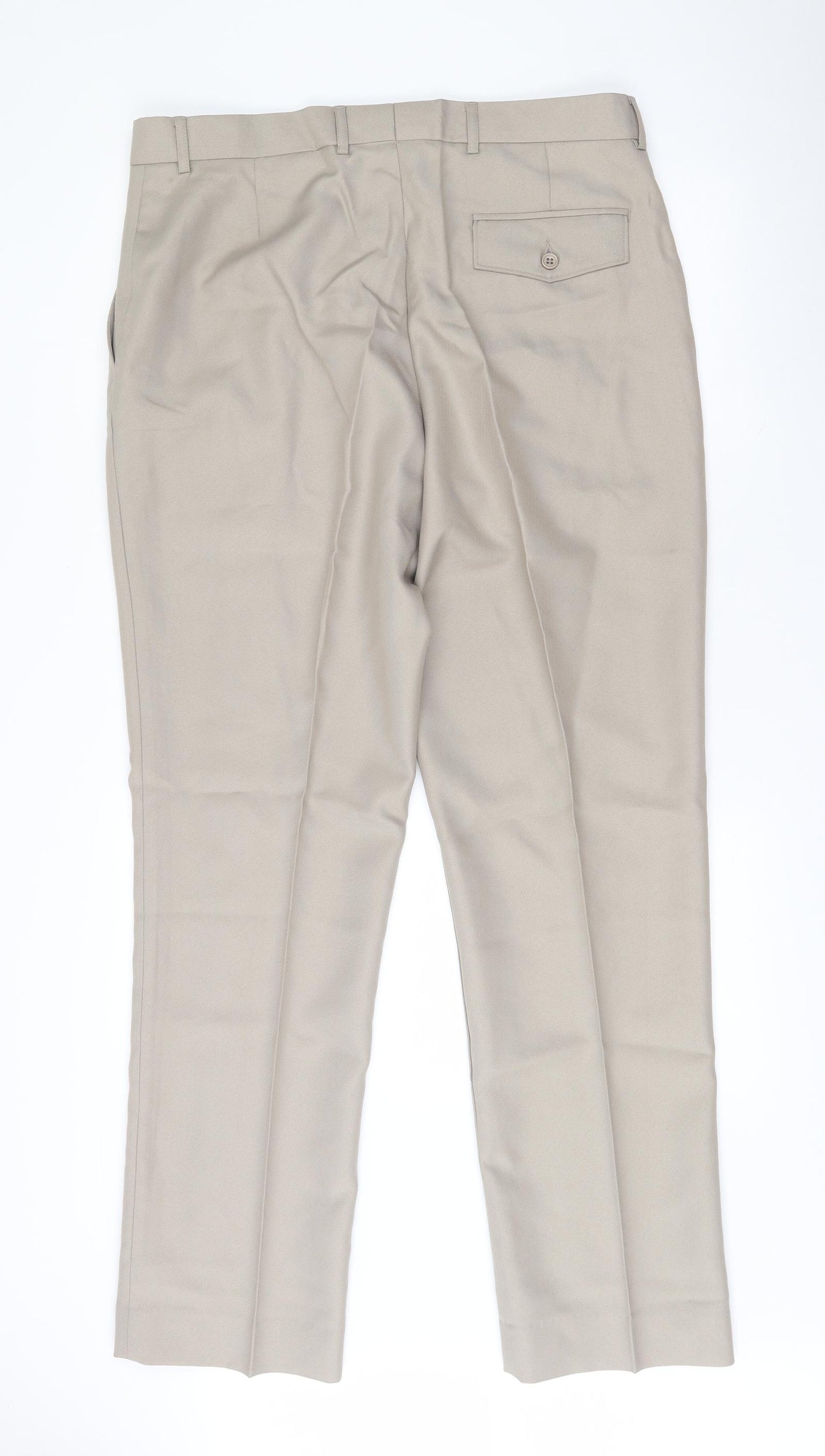 Premier Man Mens Beige  Polyester Trousers  Size 36 L33 in Regular Zip