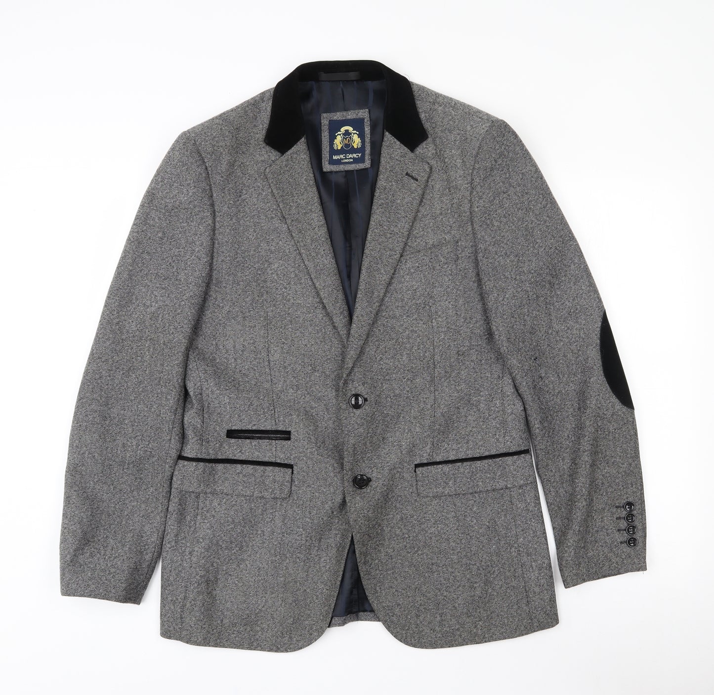 Marc Darcy Mens Grey  Polyester Jacket Blazer Size 38