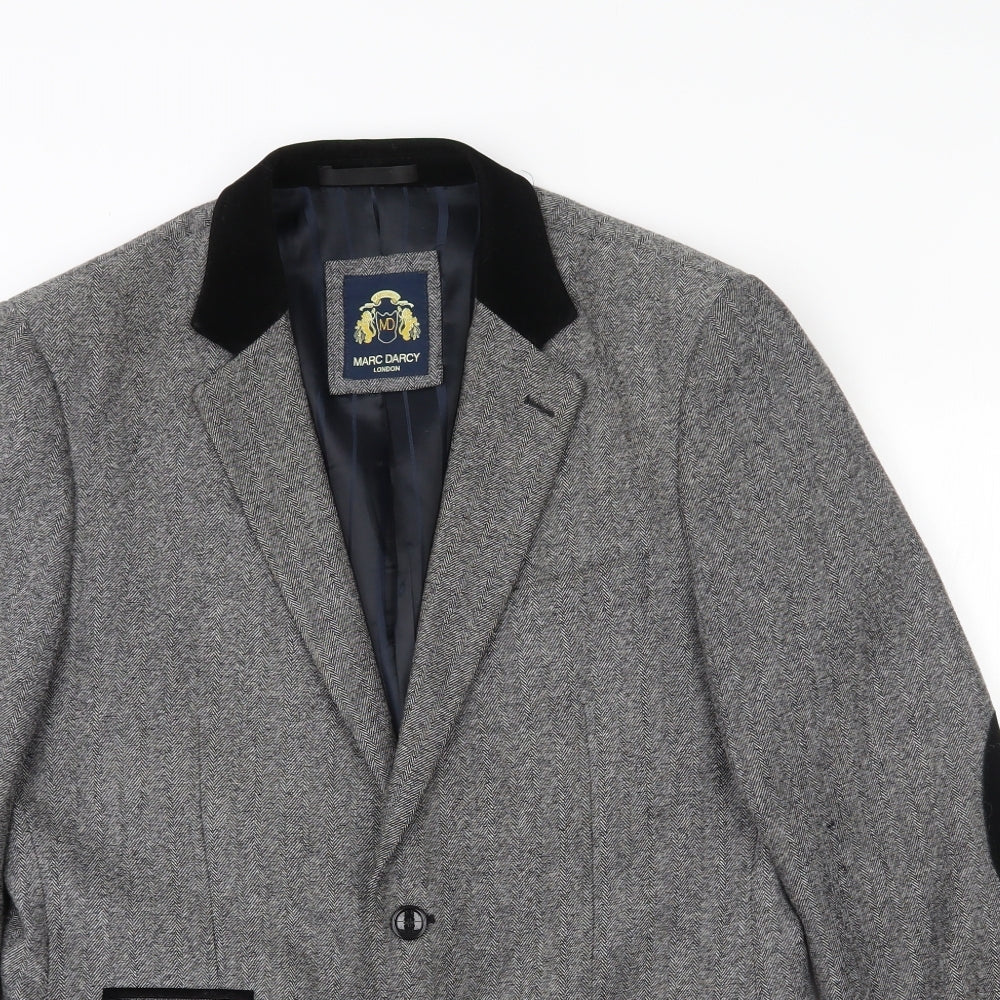 Marc Darcy Mens Grey  Polyester Jacket Blazer Size 38