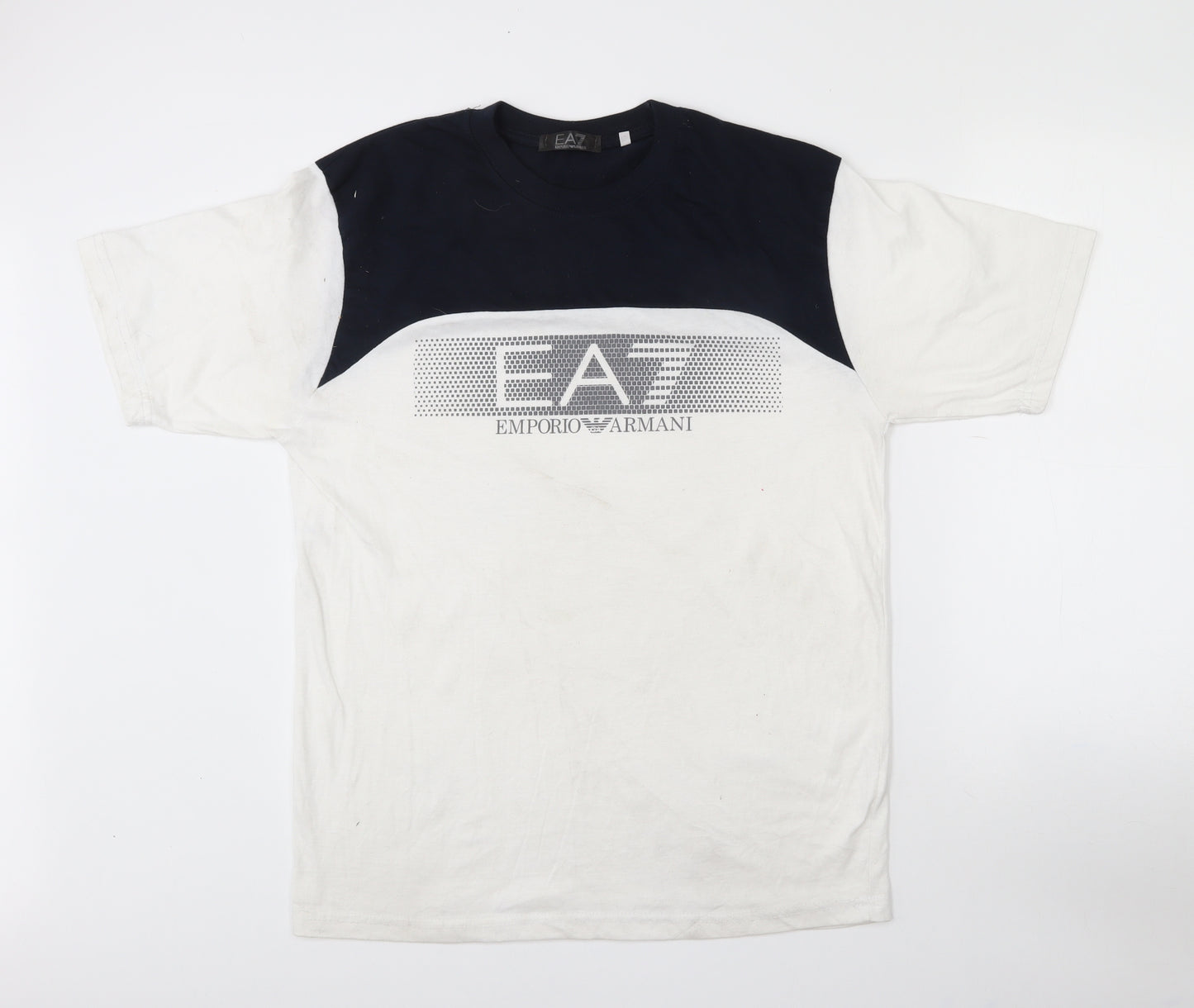 Emporio Armani Mens White  Cotton  T-Shirt Size XL Crew Neck  - EA7 logo