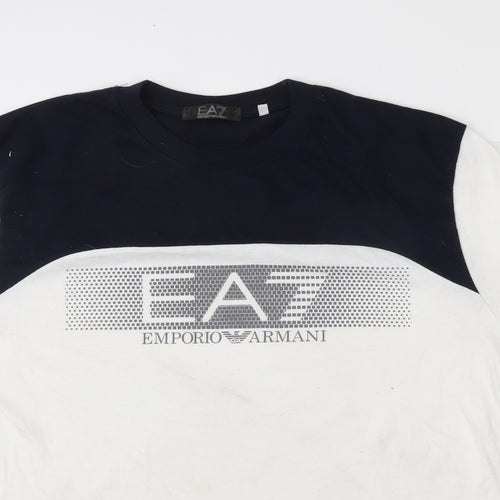 Emporio Armani Mens White  Cotton  T-Shirt Size XL Crew Neck  - EA7 logo
