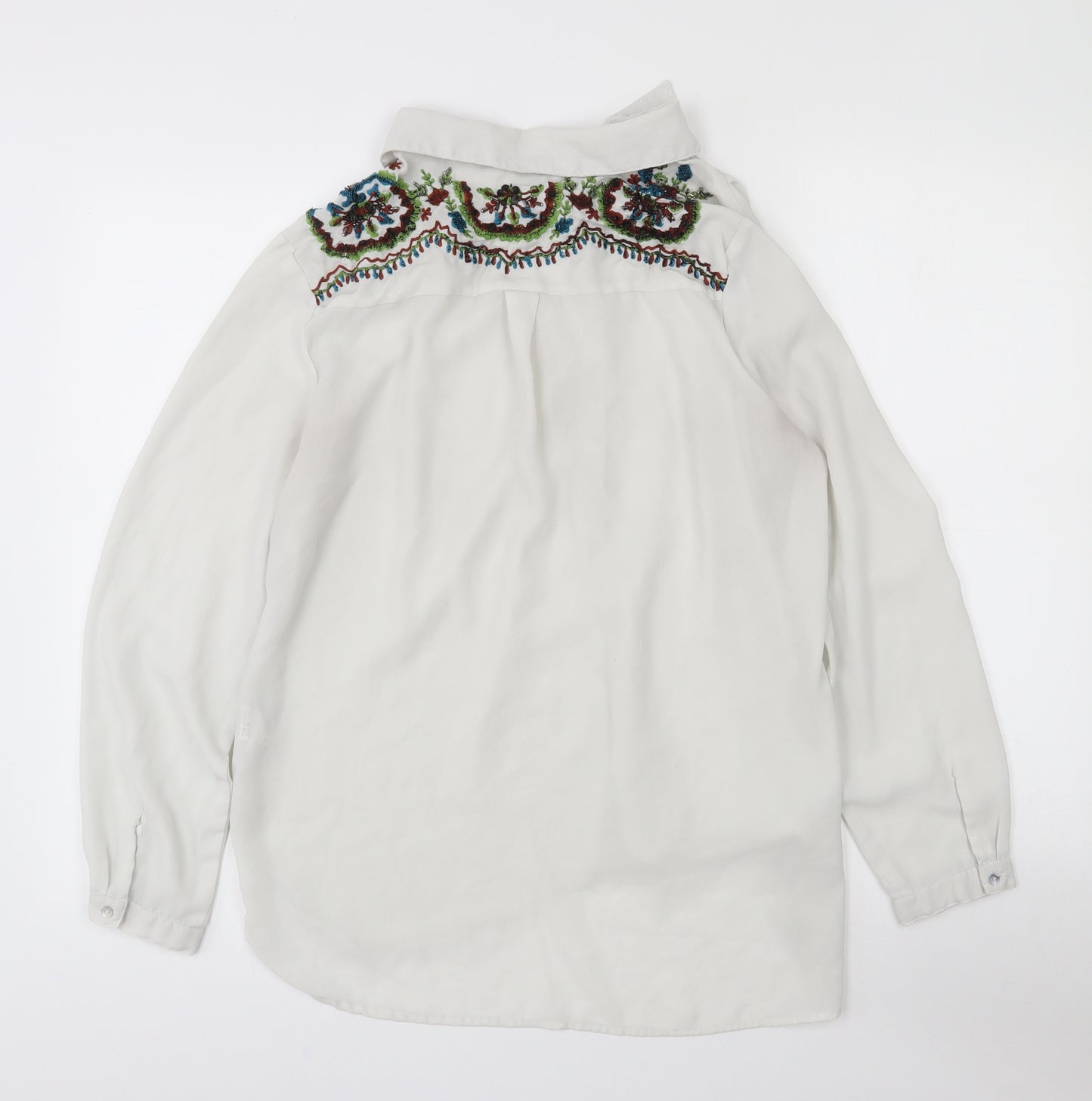 Zara Womens White  Polyester Basic Blouse Size M Collared
