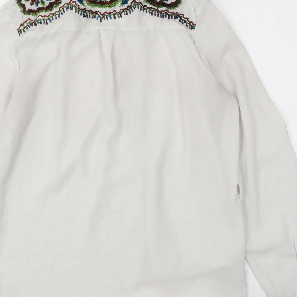 Zara Womens White  Polyester Basic Blouse Size M Collared