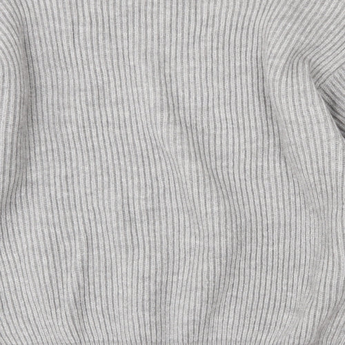 Sheilay Womens Grey V-Neck  Acrylic Pullover Jumper Size 8