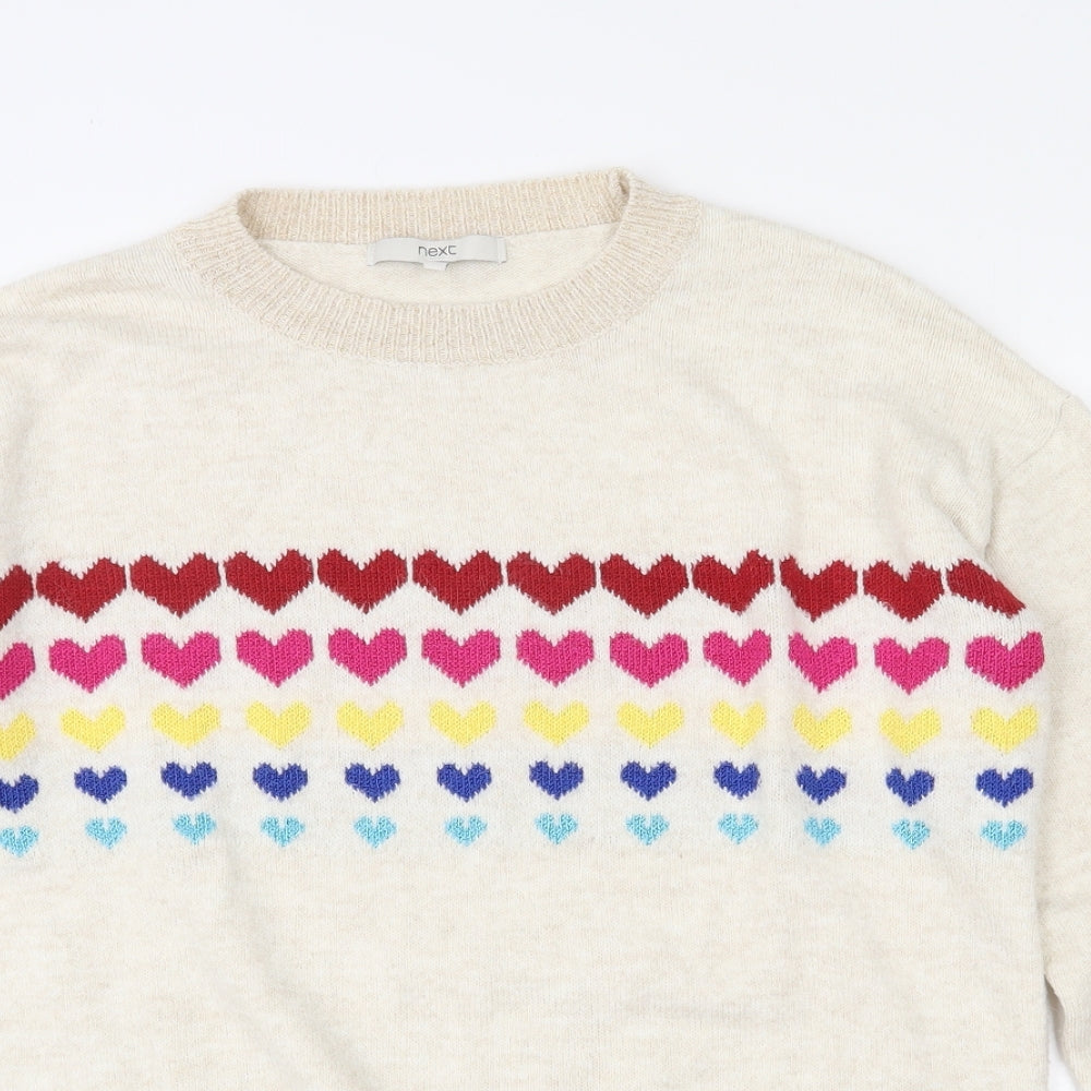 NEXT Womens Multicoloured Crew Neck Geometric Acrylic Pullover Jumper Size S   - Hearts