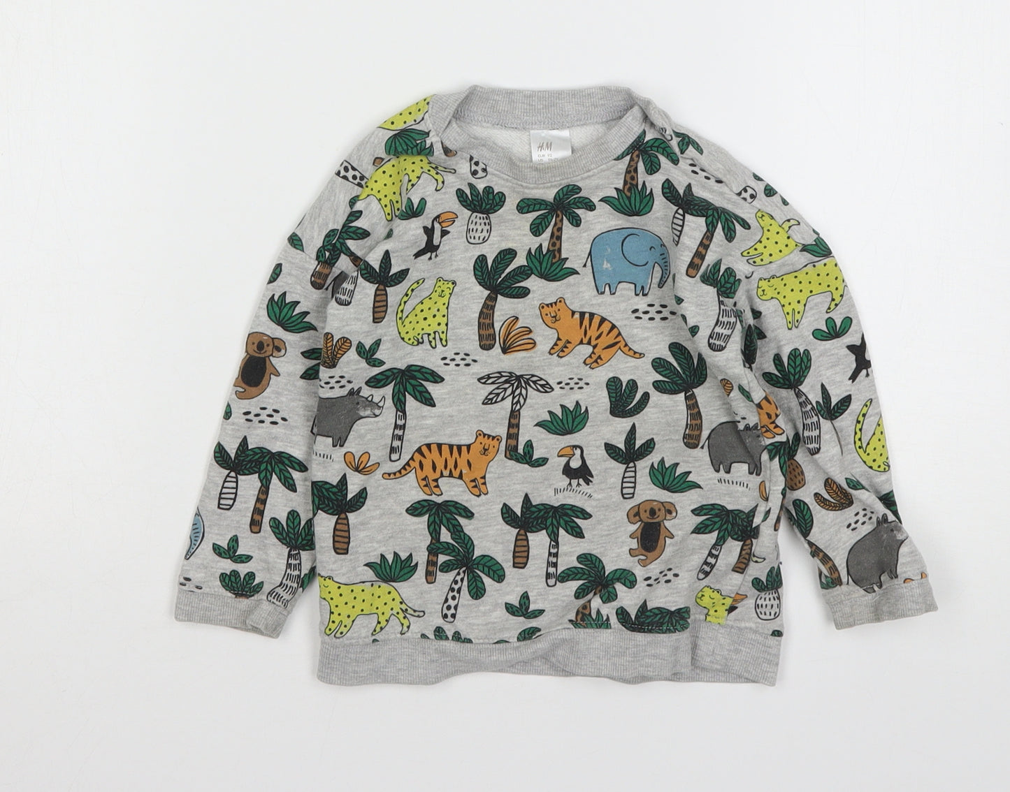H&M Boys Multicoloured Geometric Cotton Pullover Jumper Size 18-24 Months   - Animal Print