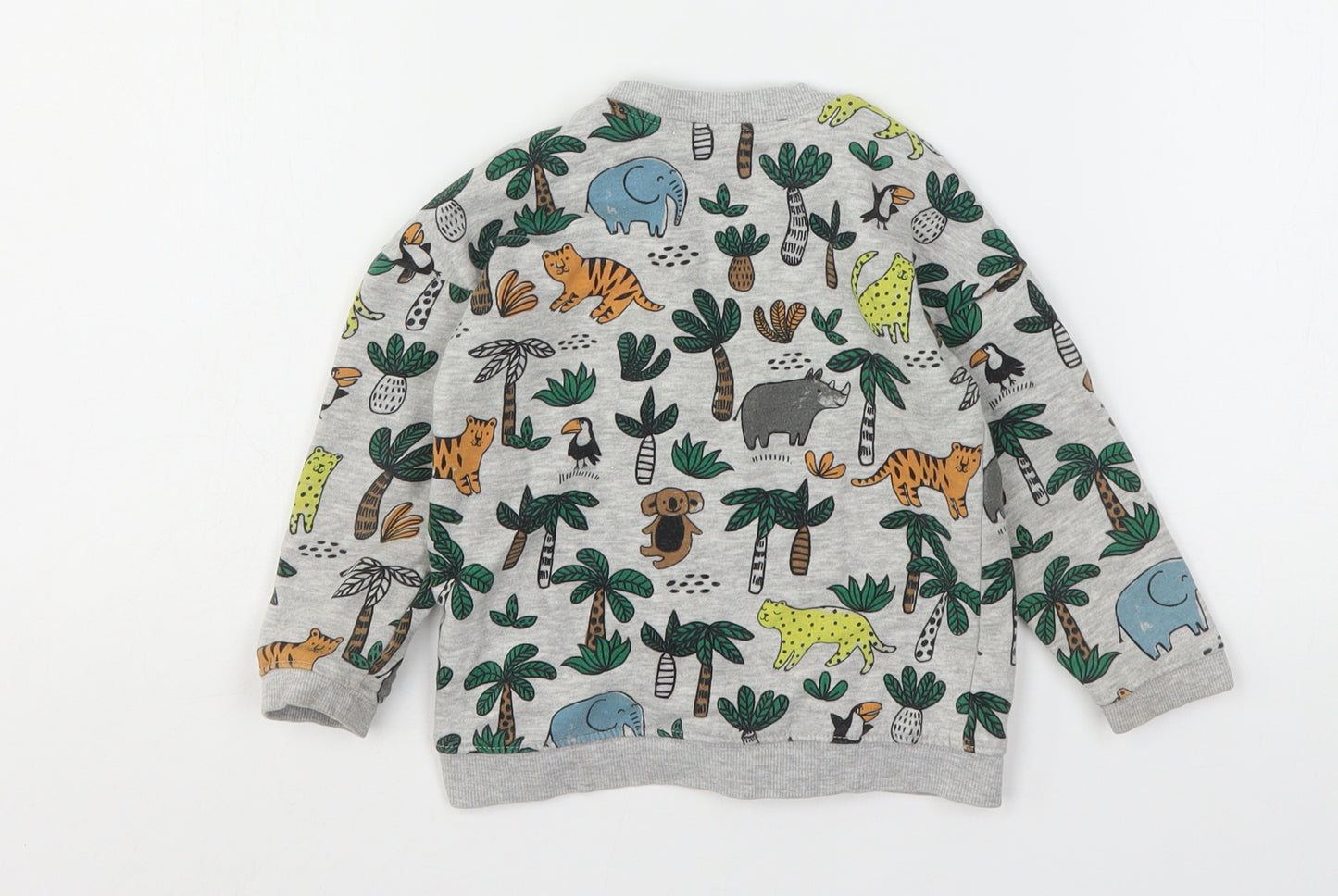 H&M Boys Multicoloured Geometric Cotton Pullover Jumper Size 18-24 Months   - Animal Print