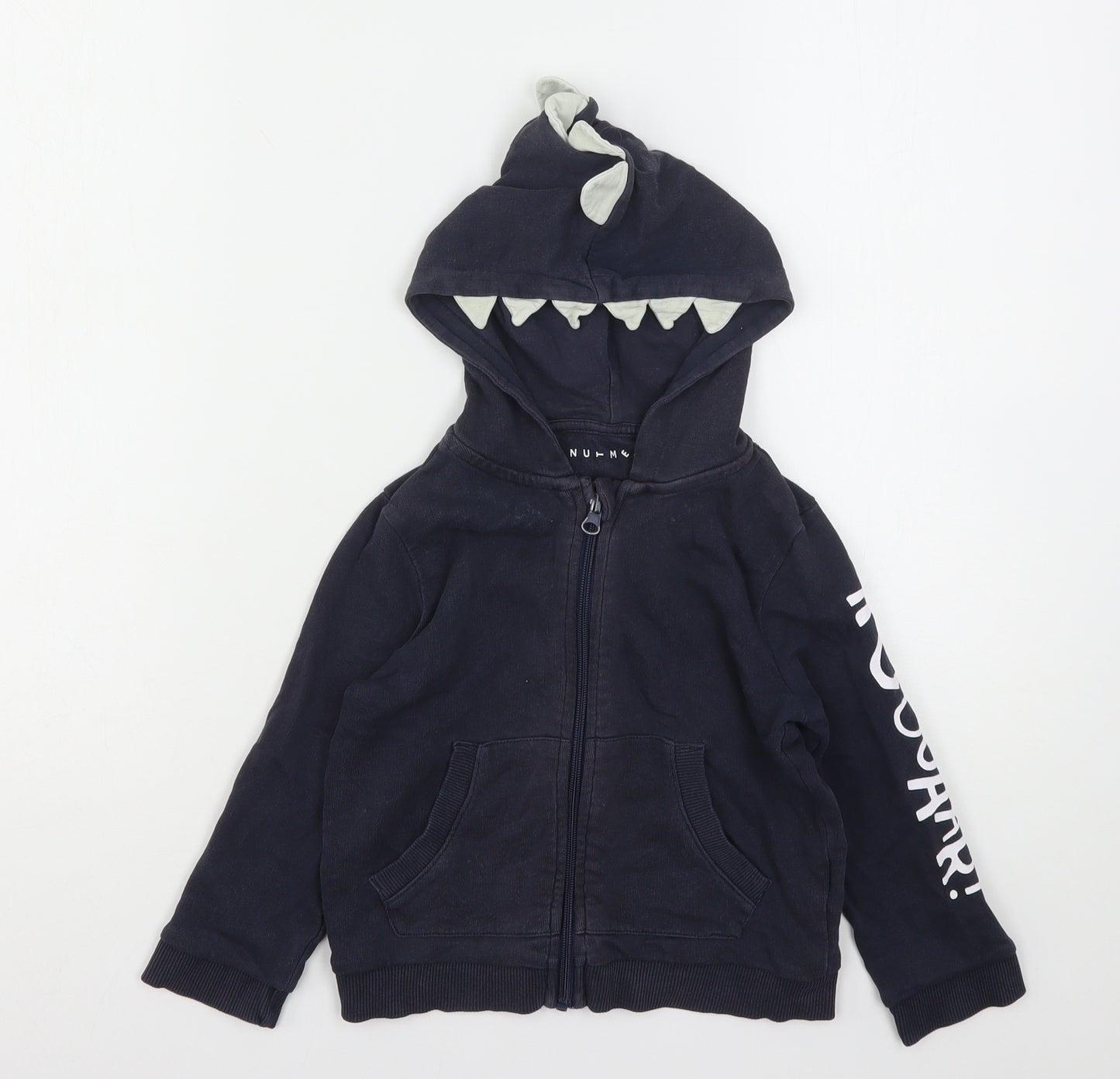 Nutmeg Boys Blue  Cotton Full Zip Hoodie Size 2-3 Years   - Dinosaur