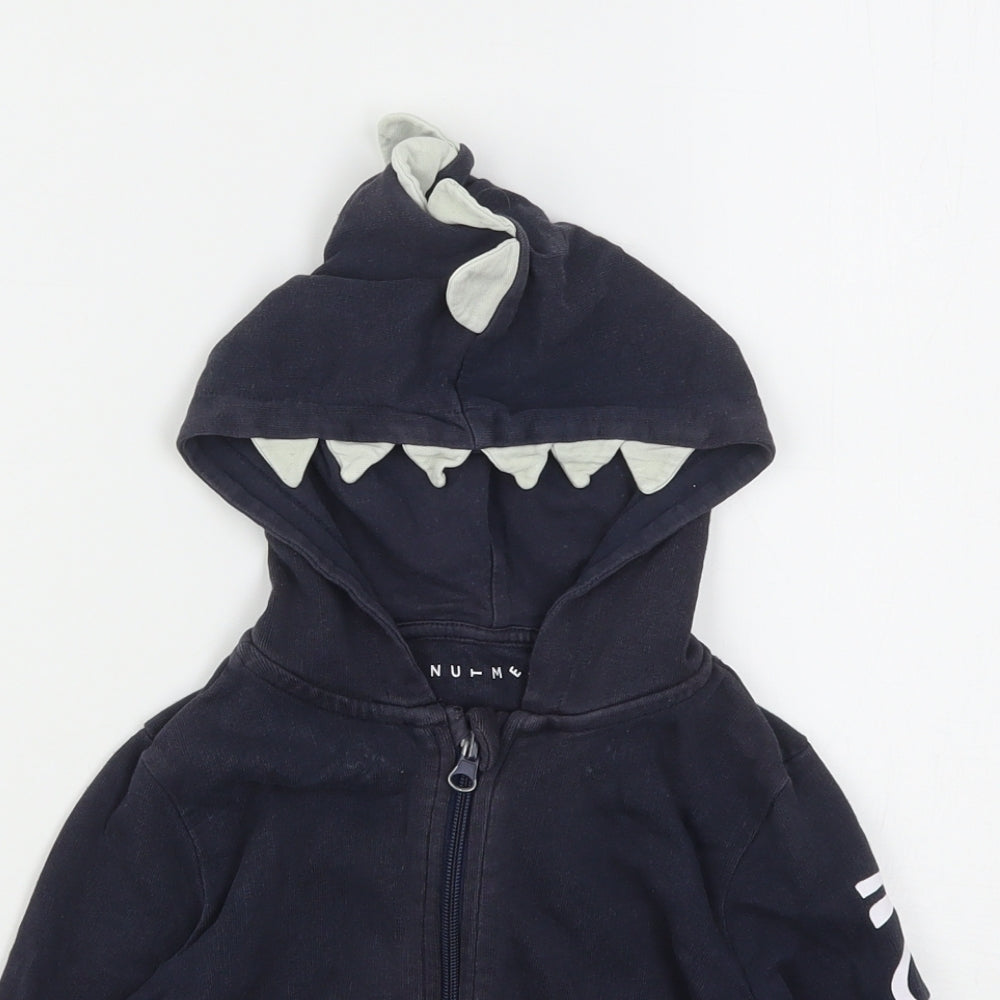 Nutmeg Boys Blue  Cotton Full Zip Hoodie Size 2-3 Years   - Dinosaur