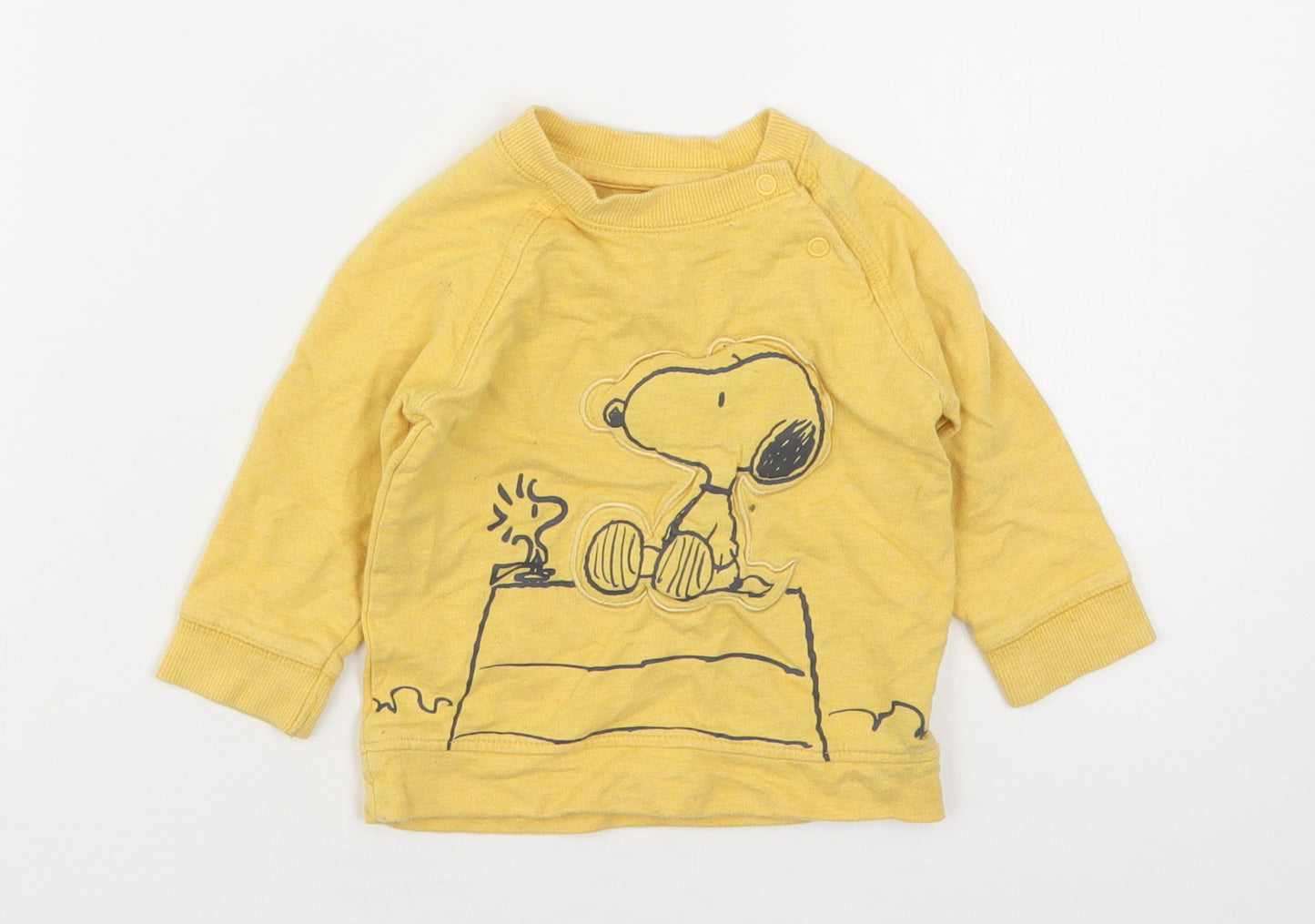 George Boys Yellow  Cotton Pullover Jumper Size 6-9 Months   - Peanuts