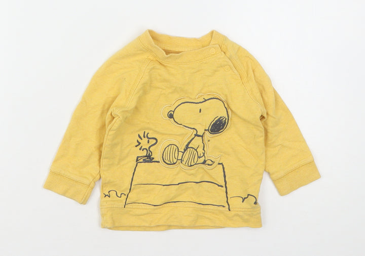 George Boys Yellow  Cotton Pullover Jumper Size 6-9 Months   - Peanuts