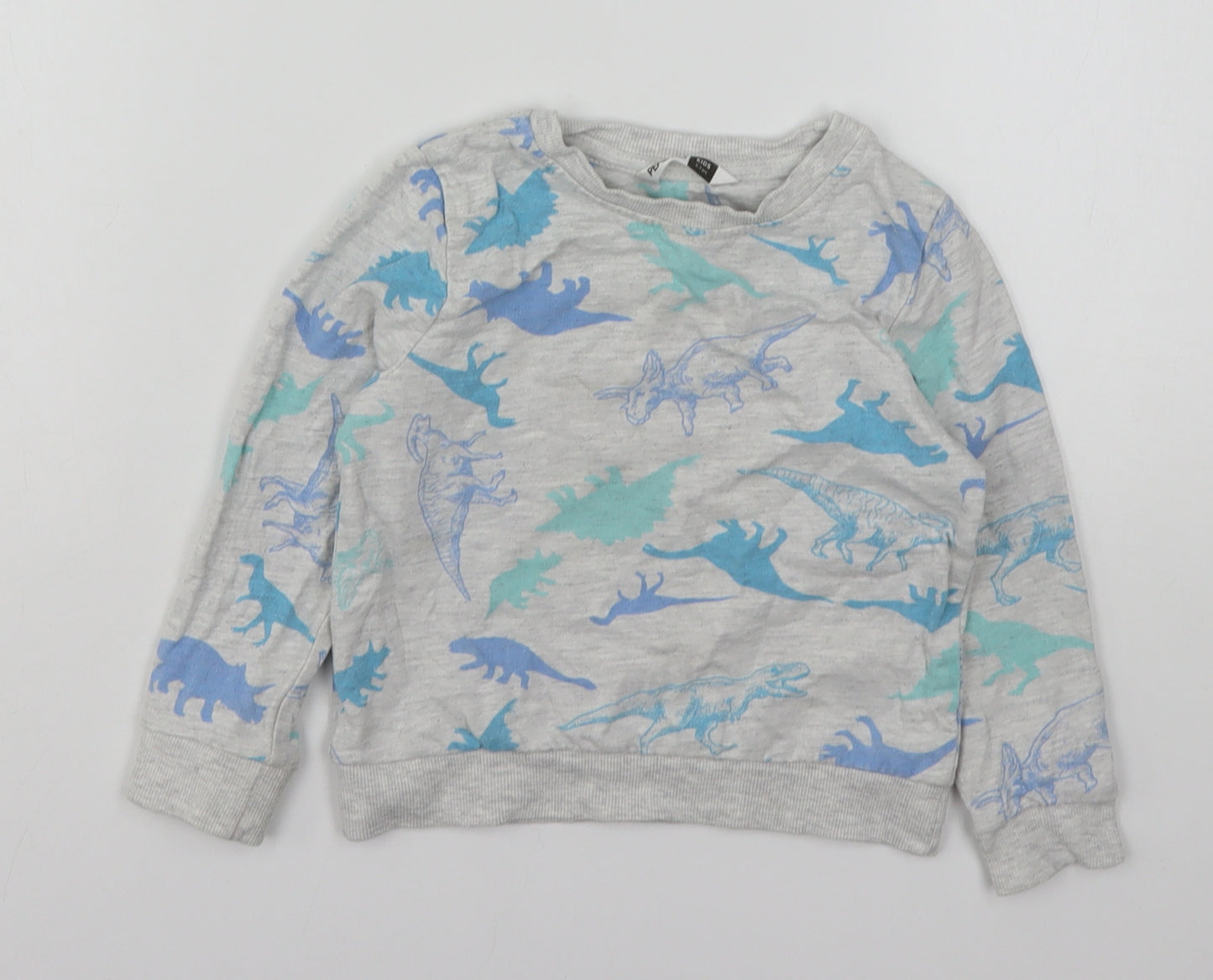 PEP&CO Boys Multicoloured Geometric Cotton Pullover Sweatshirt Size 2-3 Years   - Dinosaur