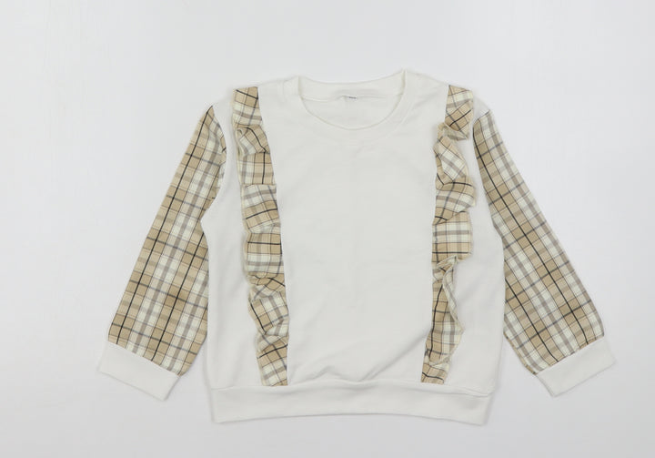 Shien  Girls Multicoloured Plaid Polyester Pullover Sweatshirt Size 4 Years
