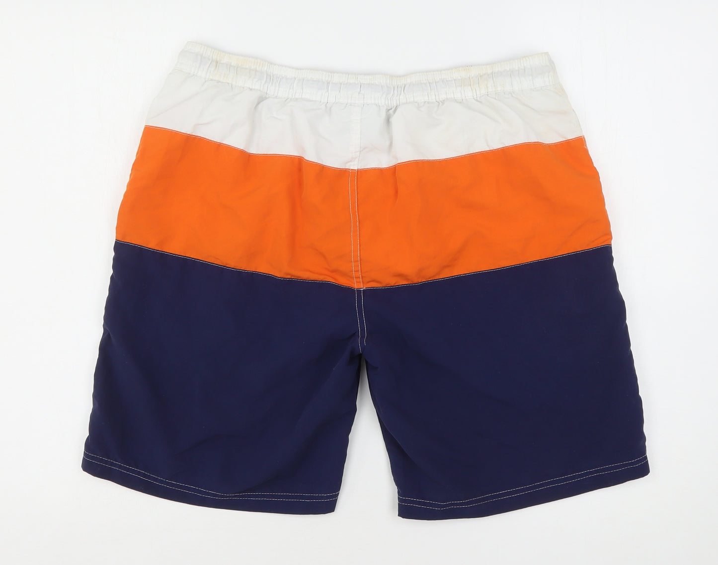 Cedar Wood State Mens Multicoloured Striped Polyester Bermuda Shorts Size L L8 in Regular Drawstring - Swim Shorts