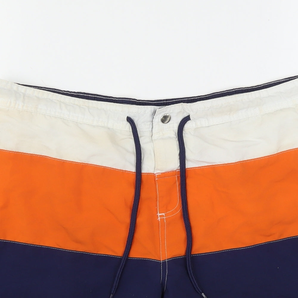Cedar Wood State Mens Multicoloured Striped Polyester Bermuda Shorts Size L L8 in Regular Drawstring - Swim Shorts