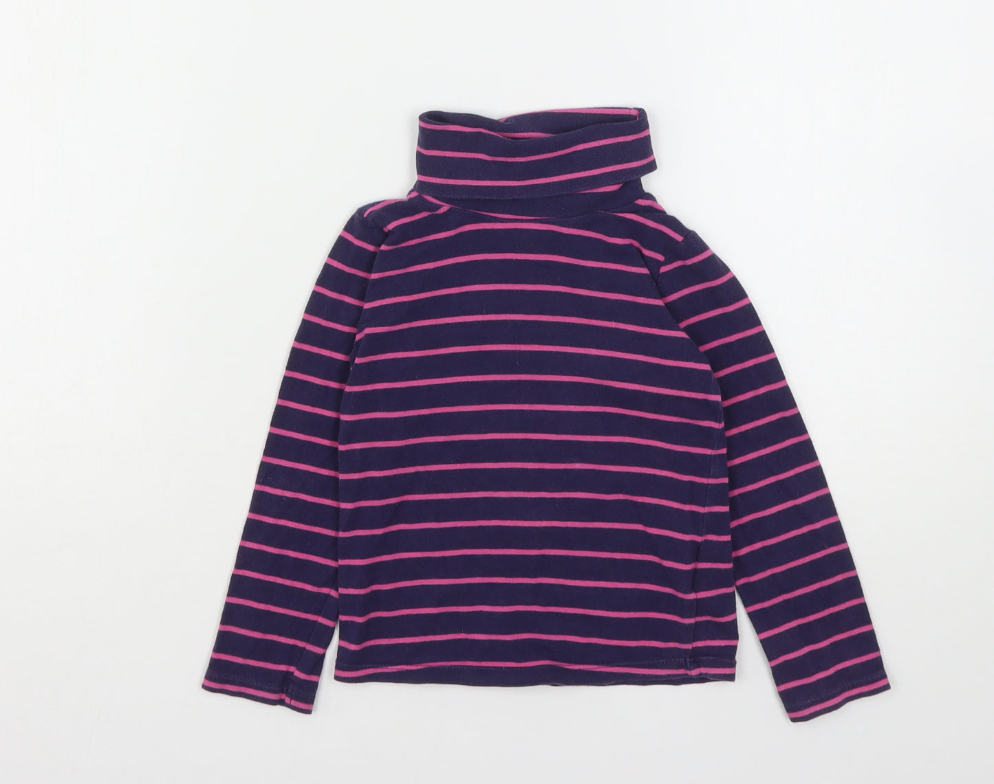 H&M Girls Multicoloured Striped Cotton Basic T-Shirt Size 3-4 Years Roll Neck