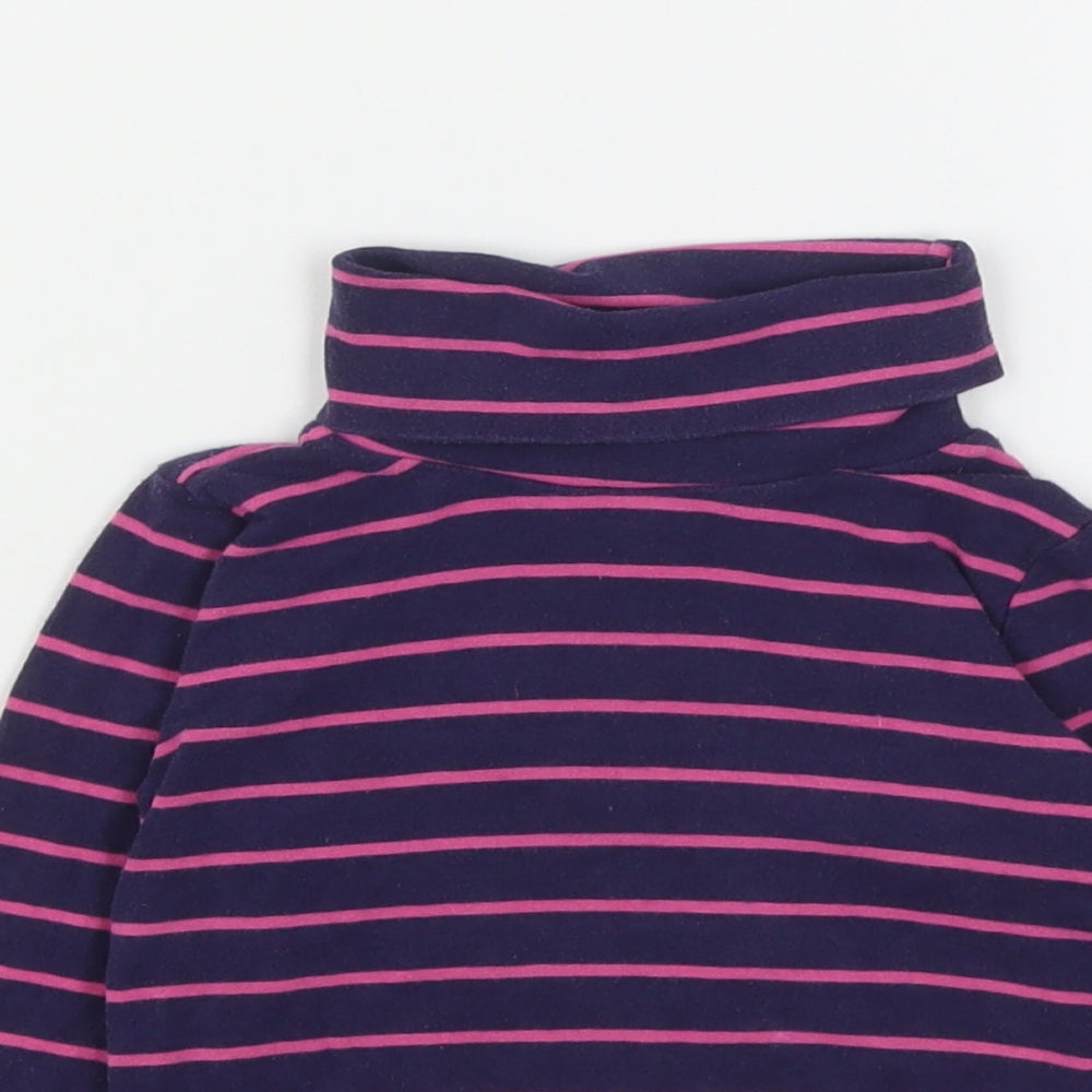 H&M Girls Multicoloured Striped Cotton Basic T-Shirt Size 3-4 Years Roll Neck