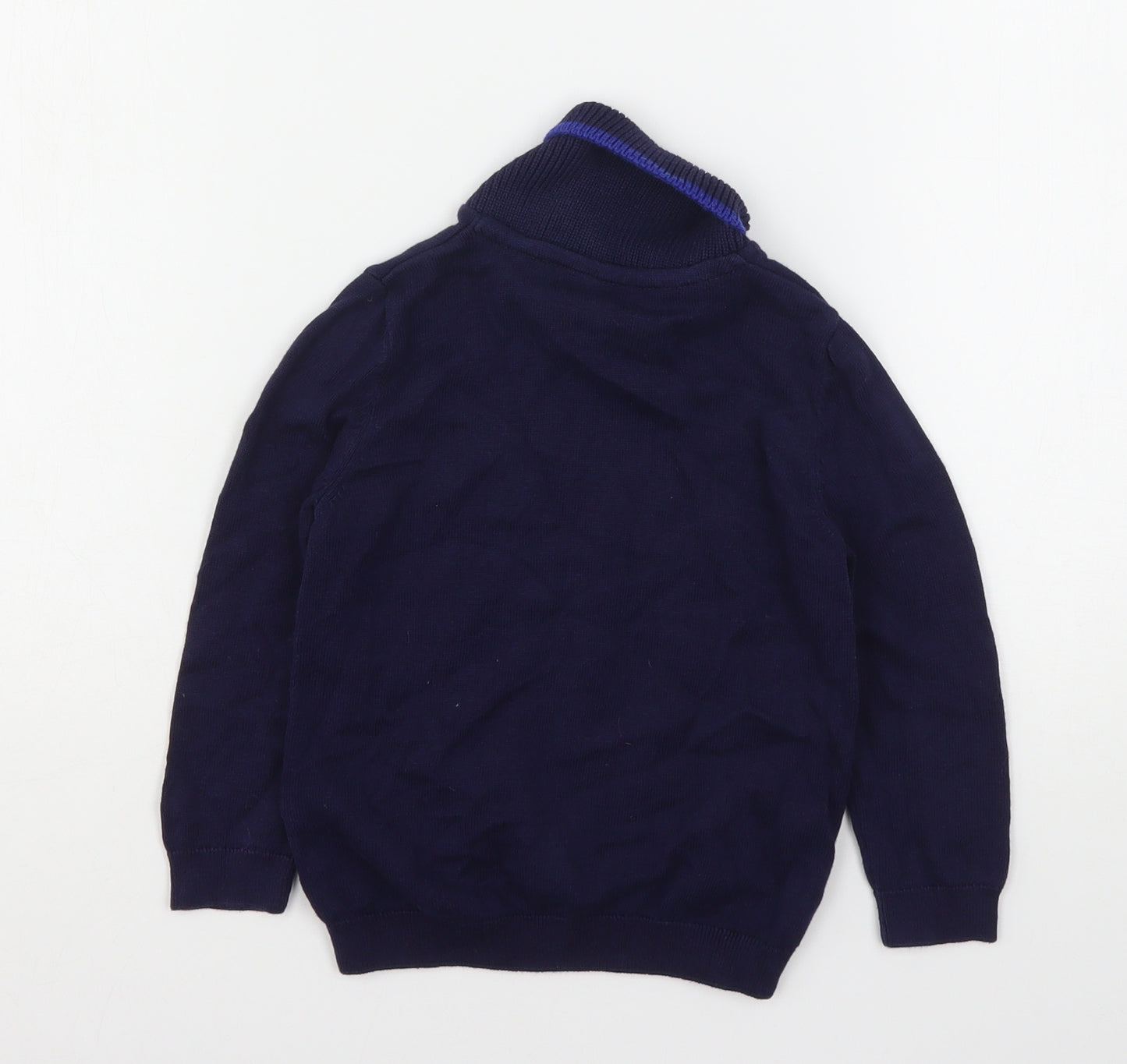 Marks and Spencer Boys Blue V-Neck  Cotton Pullover Jumper Size 3-4 Years