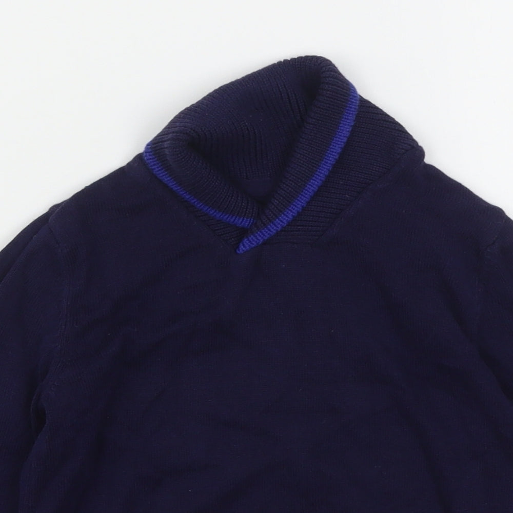 Marks and Spencer Boys Blue V-Neck  Cotton Pullover Jumper Size 3-4 Years