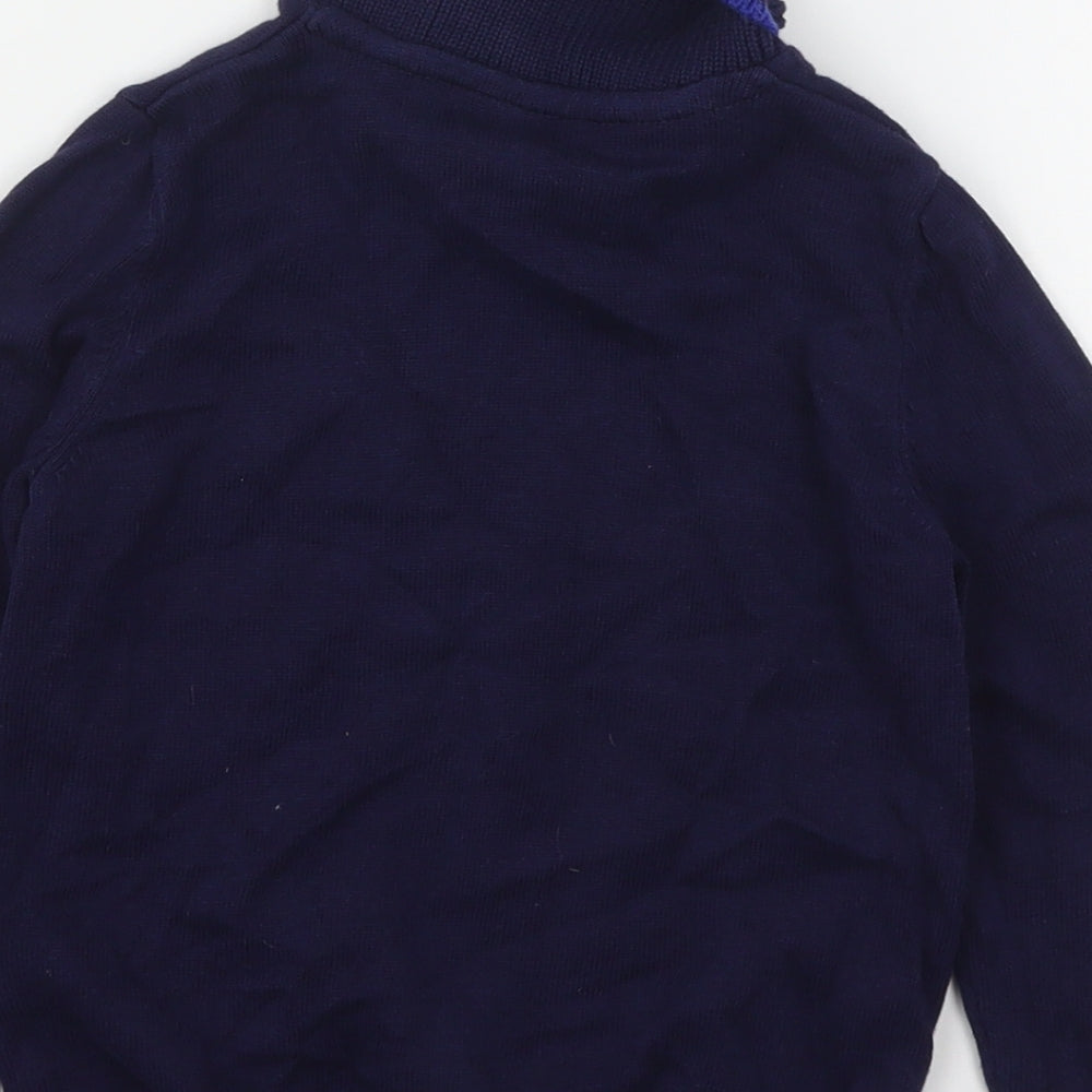Marks and Spencer Boys Blue V-Neck  Cotton Pullover Jumper Size 3-4 Years