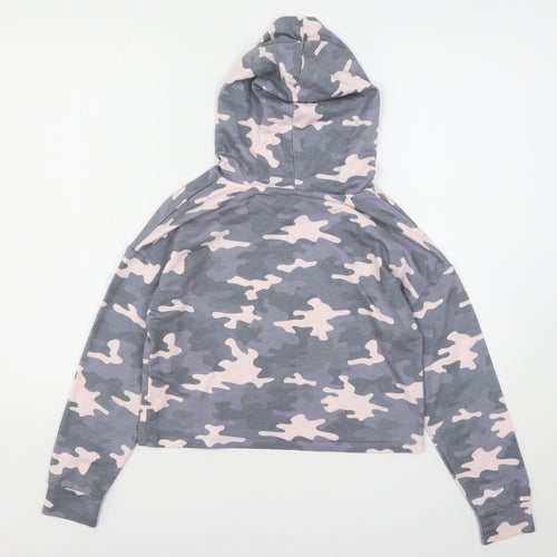 Primark Girls Multicoloured Camouflage Polyester Pullover Hoodie Size 11-12 Years   - Cropped