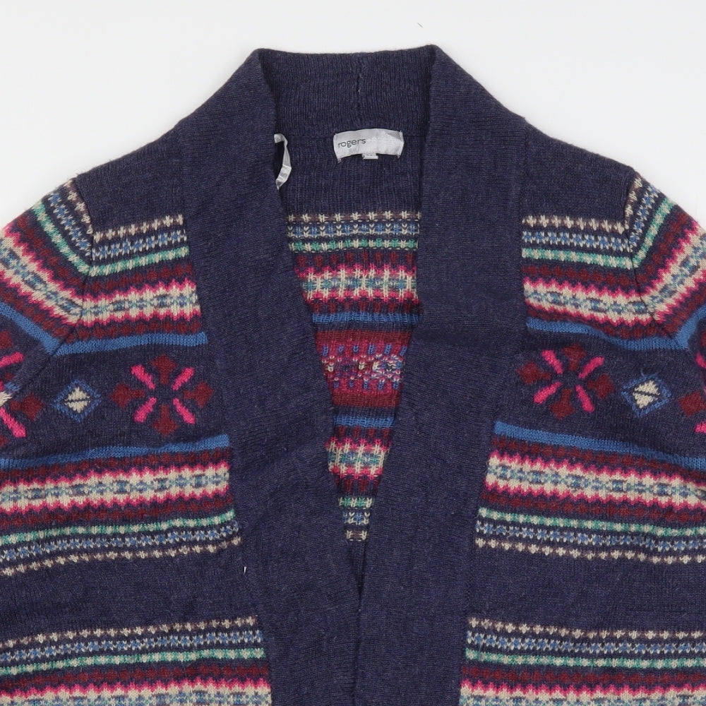 Rodgers + Rodgers Womens Multicoloured V-Neck Fair Isle Acrylic Cardigan Jumper Size 24