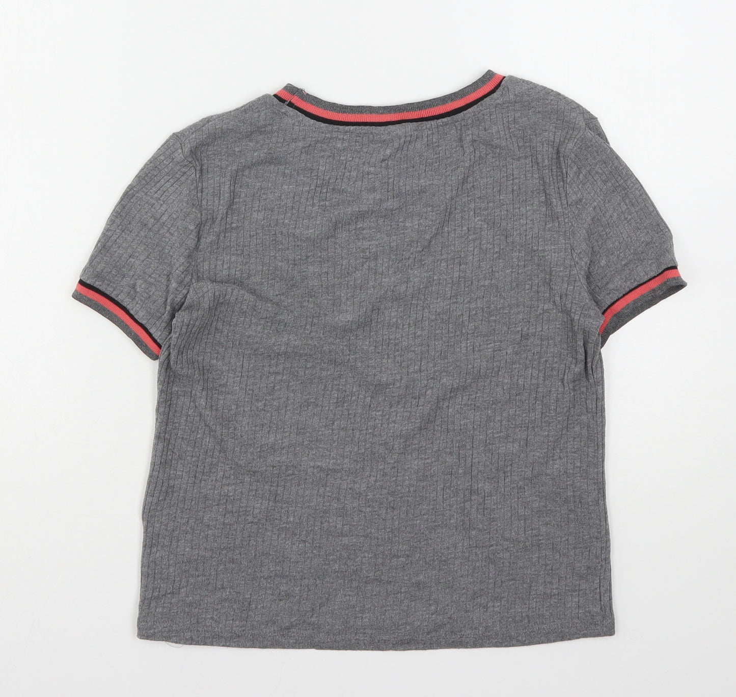 H&M Womens Grey  Polyester Basic T-Shirt Size M Round Neck